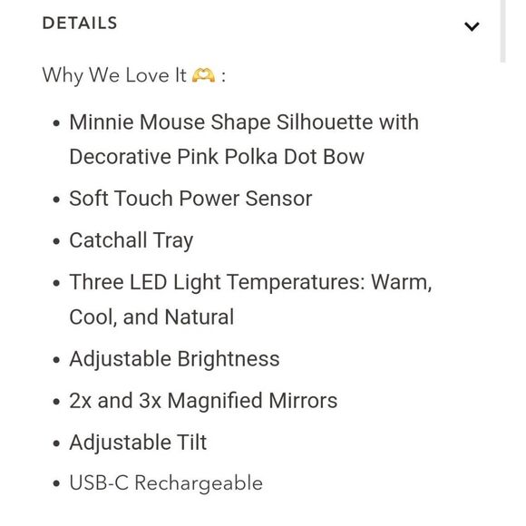 Impressions X Disney Minnie Mouse Bowtiful LED Tabletop Makeup Mirror - Picture 11 of 12